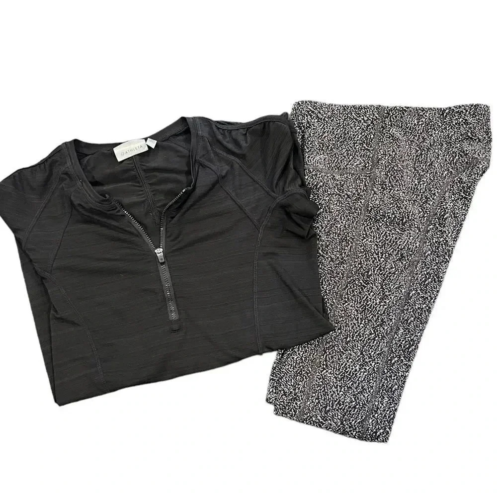 🍀2/$22 Athleta Bundle Ultimate Stash 7/8 Legging & Long Sleeve 1/4 Zip Womens XS